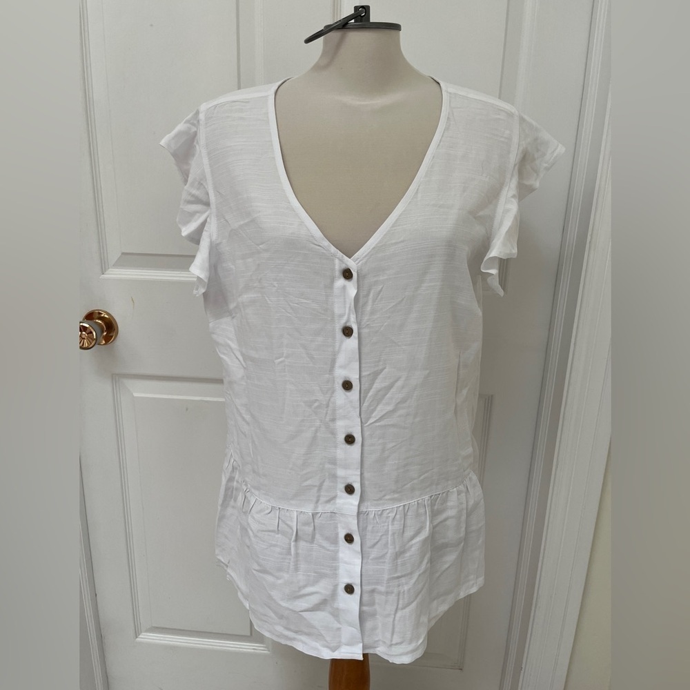 My Style Rayon/Linen white ladies top size X-Large